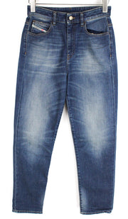 DIESEL moteriški džinsai W26/L32 D-Eiselle 089AR Boyfriend Fit mėlyni, tamprūs, tiesūs 