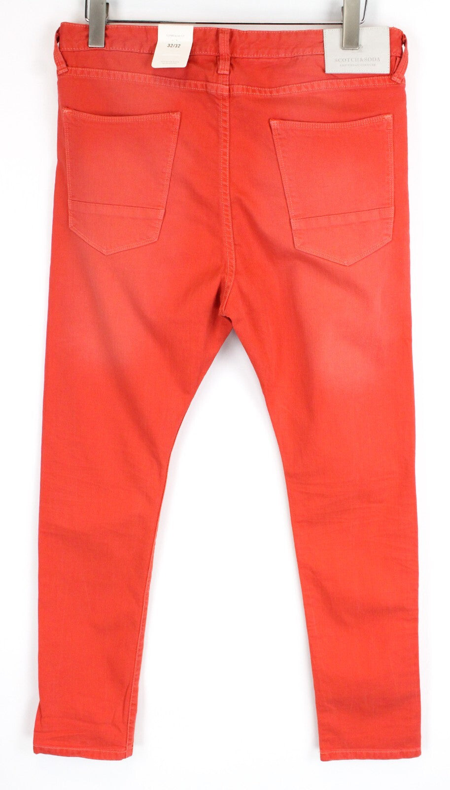 SCOTCH &amp; SODA vyriški džinsai W32/L32 Steele itin ploni, raudoni, su sagomis ir dažyti 