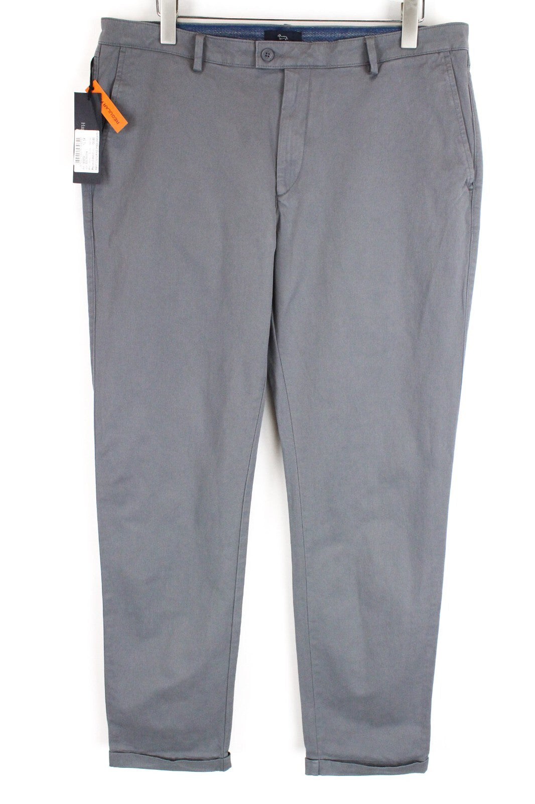HARMONT & BLAINE Men Trousers 54 Stretch Cotton Grey Flat Front Regular Fit