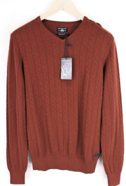 „STATE OF ART“ vyriškas megztinis S dydžio rudas medvilninis ilgomis rankovėmis megztinis 