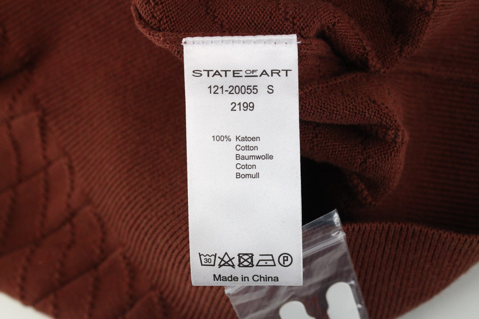 „STATE OF ART“ vyriškas megztinis S dydžio rudas medvilninis ilgomis rankovėmis megztinis 