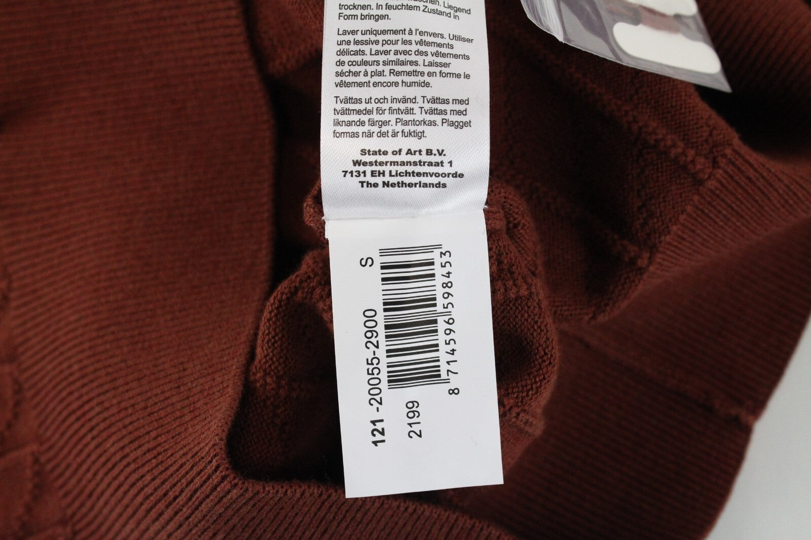 „STATE OF ART“ vyriškas megztinis S dydžio rudas medvilninis ilgomis rankovėmis megztinis 