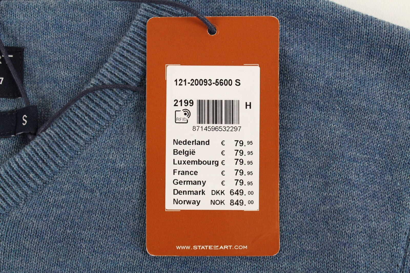 „STATE OF ART“ vyriškas megztinis S dydžio mėlynas medvilninis ilgomis rankovėmis megztinis 