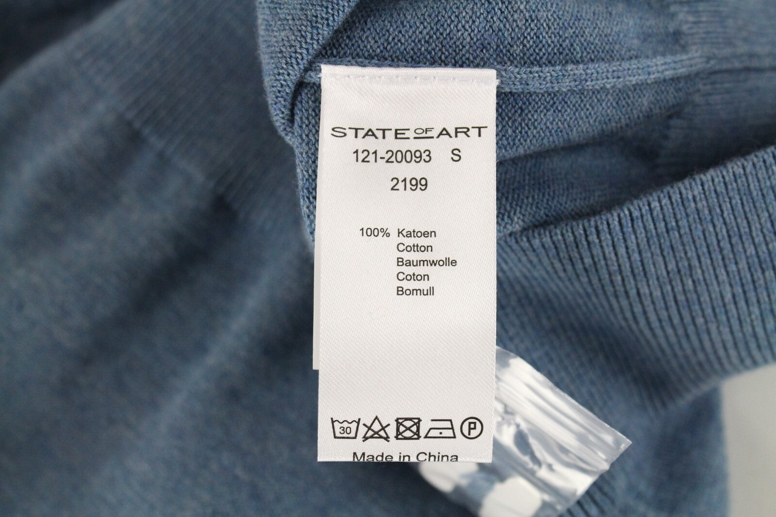 „STATE OF ART“ vyriškas megztinis S dydžio mėlynas medvilninis ilgomis rankovėmis megztinis 