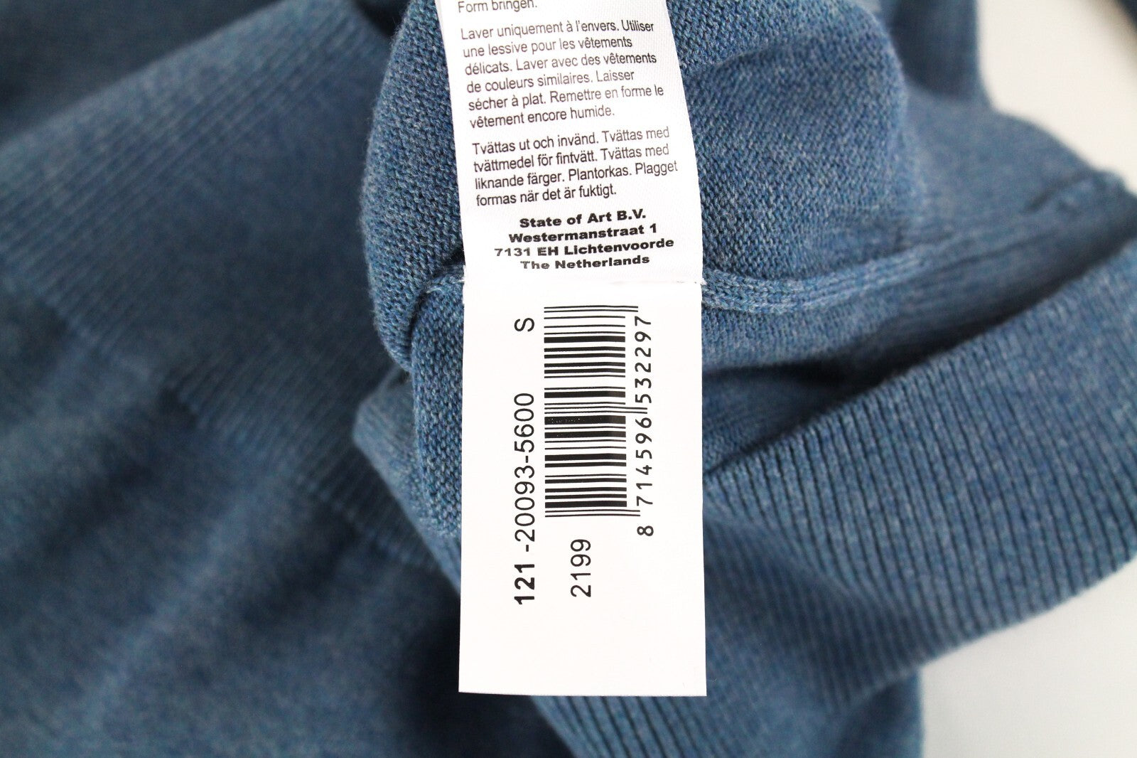 „STATE OF ART“ vyriškas megztinis S dydžio mėlynas medvilninis ilgomis rankovėmis megztinis 