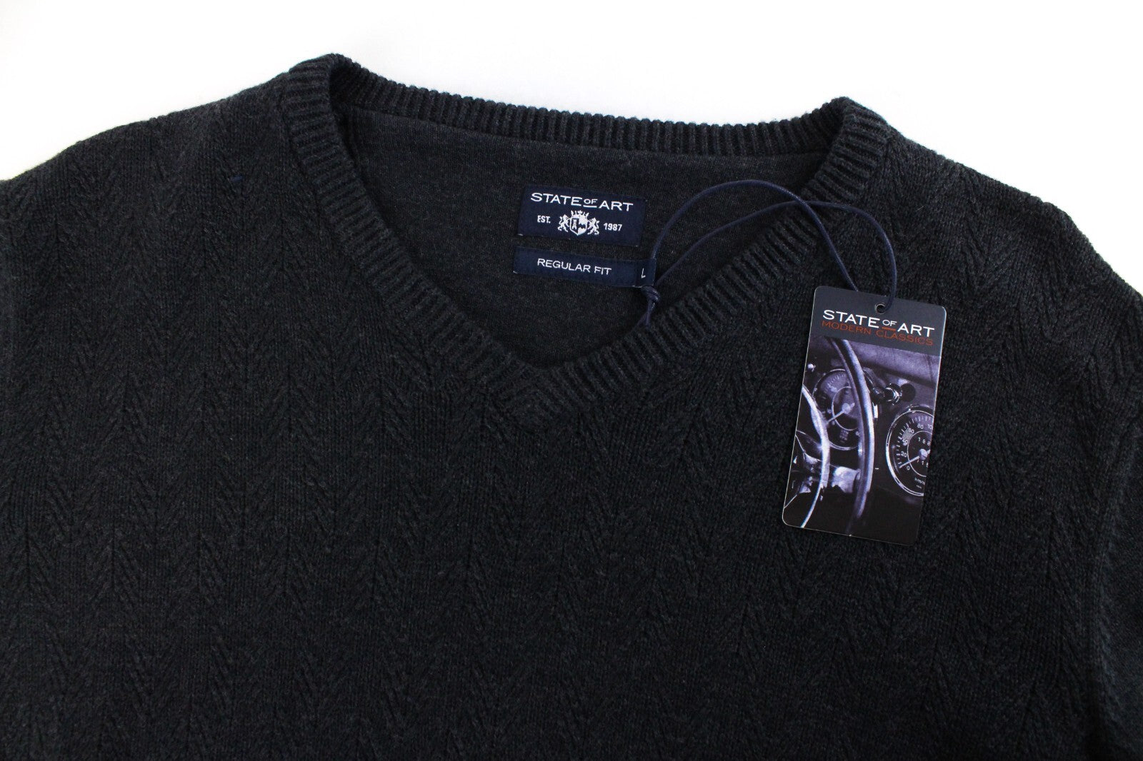 „STATE OF ART“ vyriškas džemperis pilkas ilgomis rankovėmis su medvilne 