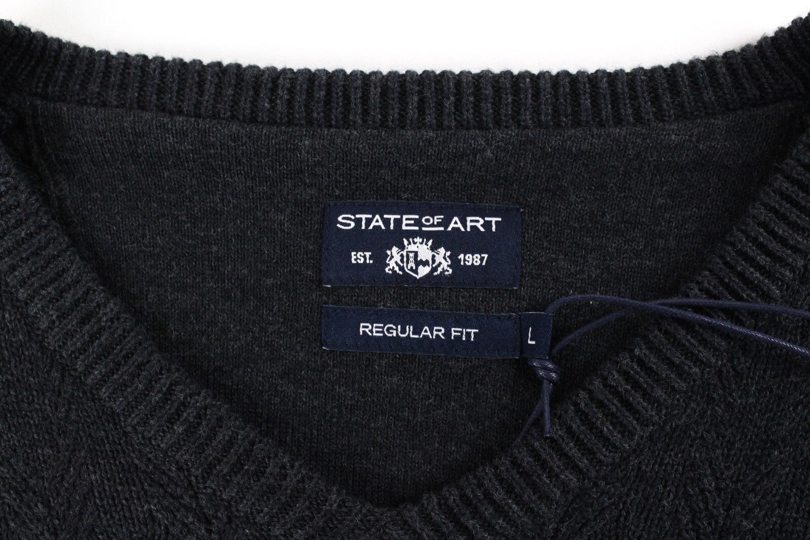 „STATE OF ART“ vyriškas džemperis pilkas ilgomis rankovėmis su medvilne 