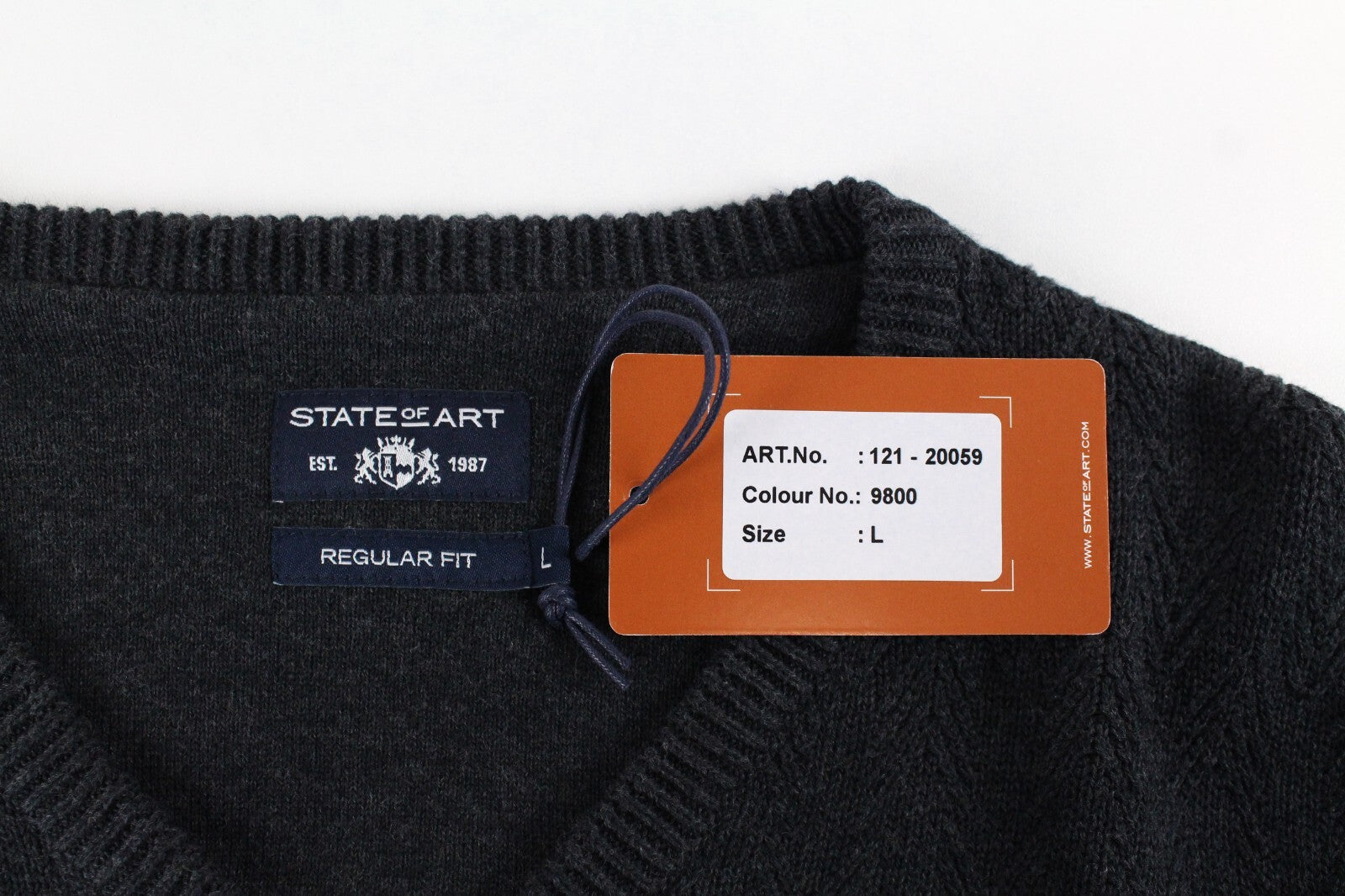 „STATE OF ART“ vyriškas džemperis pilkas ilgomis rankovėmis su medvilne 