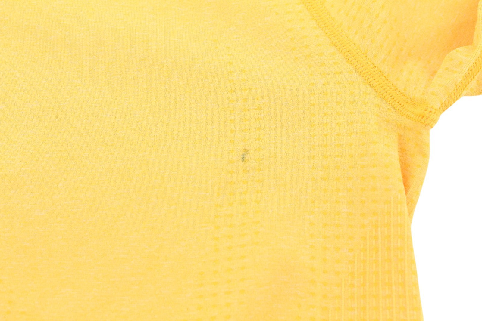 GYMSHARK Vital moteriški marškinėliai S ilgomis rankovėmis, trumpinti, su skylutėmis nykščiui, besiūliai, geltoni 