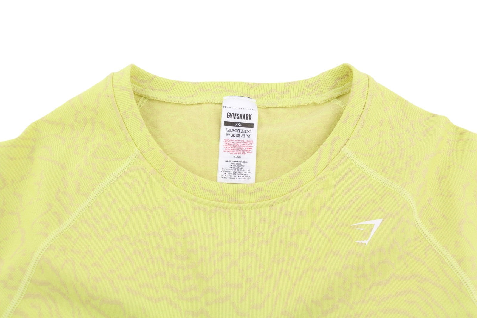 GYMSHARK B3A2S moteriški marškinėliai trumpomis rankovėmis, 2XL dydžio, tamprūs, besiūliai, gyvūnų rašto 