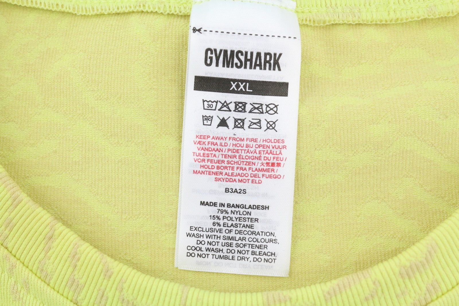 GYMSHARK B3A2S moteriški marškinėliai trumpomis rankovėmis, 2XL dydžio, tamprūs, besiūliai, gyvūnų rašto 