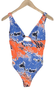 GYMSHARK GLSM5095 moteriškas maudymosi kostiumėlis S maudymosi kostiumėlis su spalvingu raštuotu tampriu logotipu 