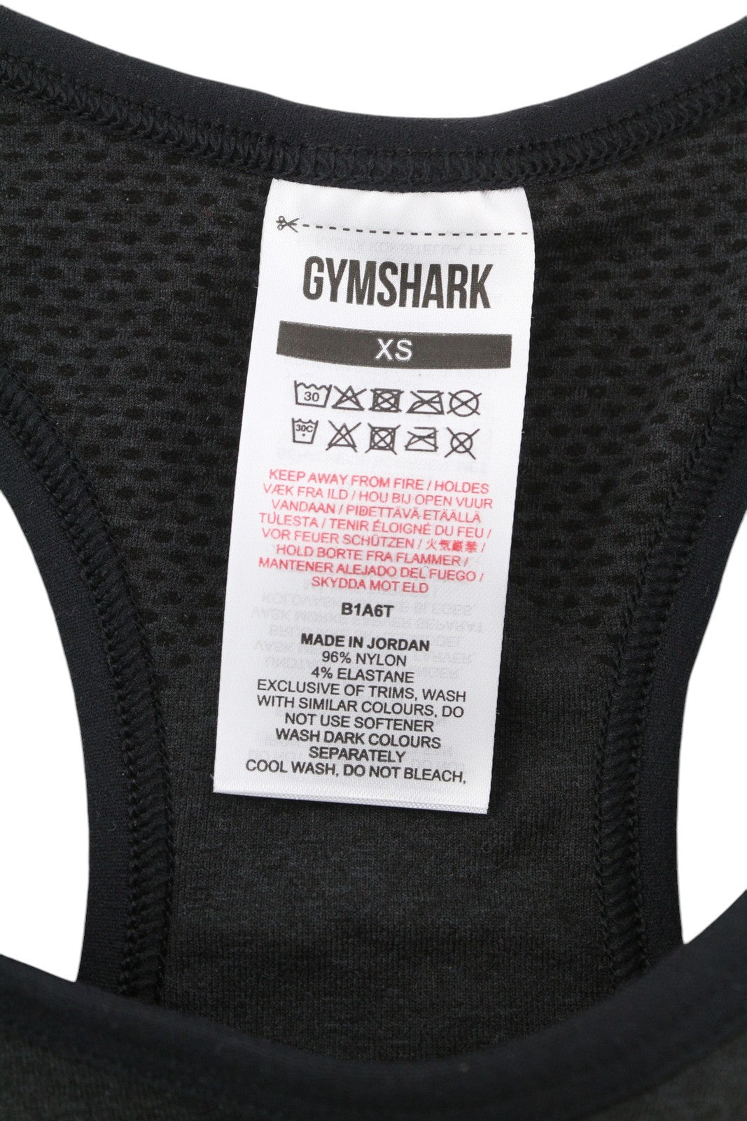GYMSHARK B1A6T moteriška sportinė liemenėlė XS melanžo tamsiai pilka tampri sportinė liemenėlė be rankovių 