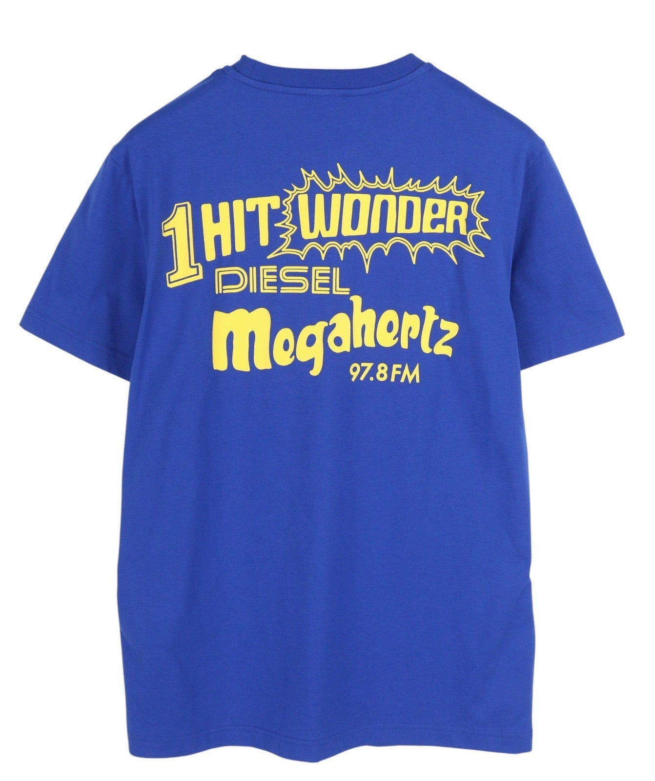 DIESEL T-Diegor-E7 vyriški marškinėliai L dydžio, mėlyni, trumpomis rankovėmis, apvalia kaklo iškirpte, su logotipu ir trikotažu. 