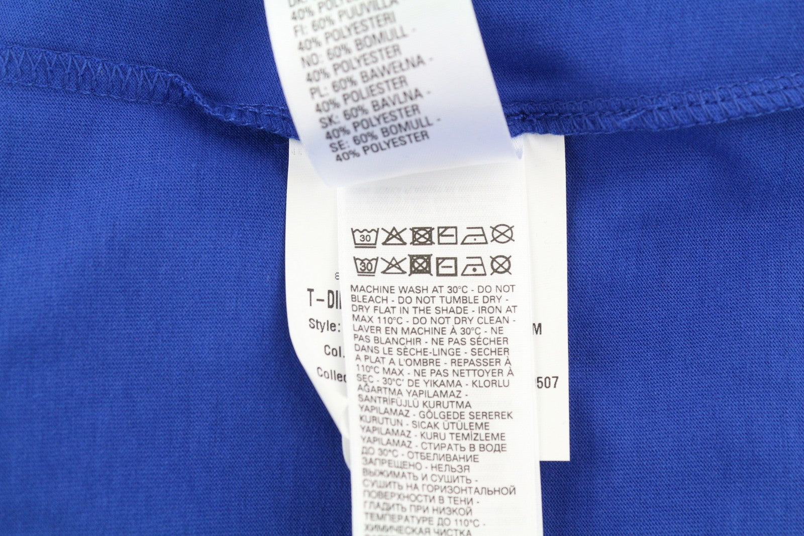 DIESEL T-Diegor-E7 vyriški marškinėliai L dydžio, mėlyni, trumpomis rankovėmis, apvalia kaklo iškirpte, su logotipu ir trikotažu. 