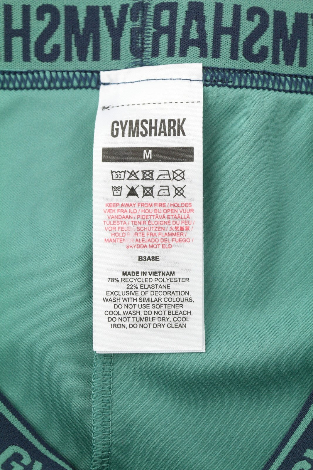 GYMSHARK Strike moteriški šortai M žali dviratininko aukštu juosmeniu tamprūs sportiniai šortai su logotipu 