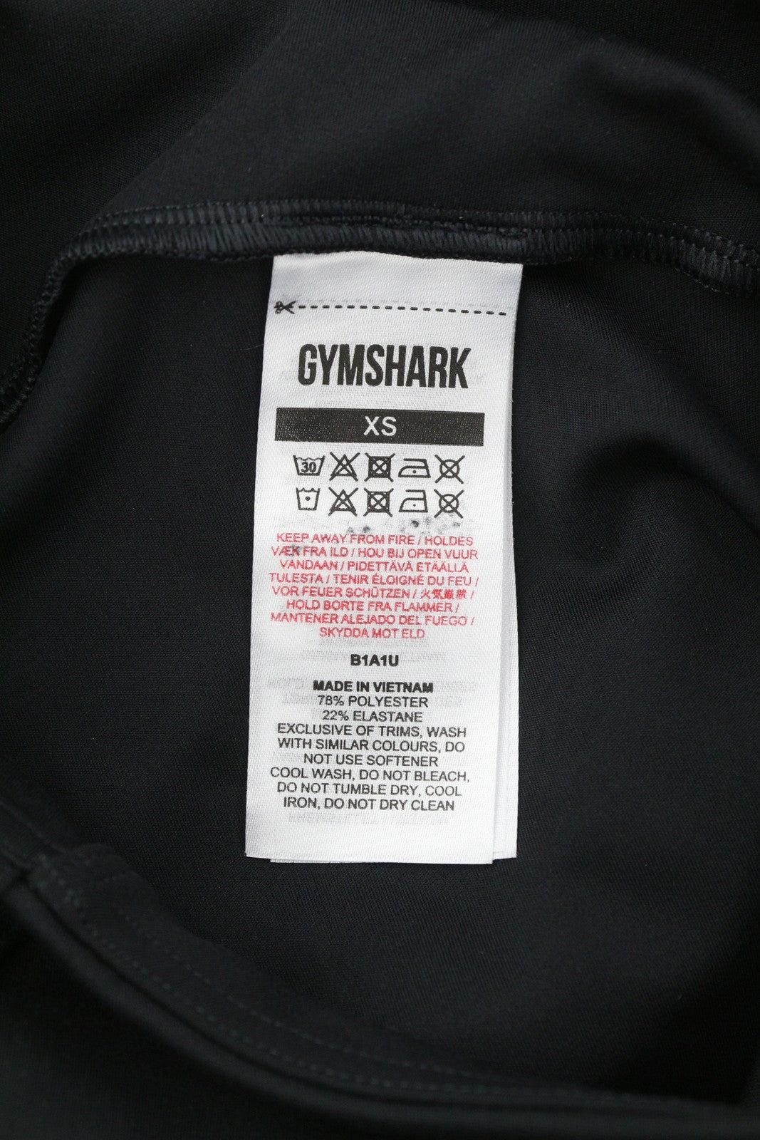 GYMSHARK B1A1U moteriškos tamprės XS dydyje, trumpos, tamprios, juodos. 