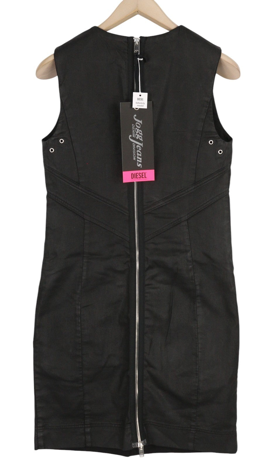 DIESEL D-Floor-SP-NE moteriška suknelė M be rankovių, užtrauktuku, apvalia kaklo iškirpte, minimalistinė, RRP 325 € 