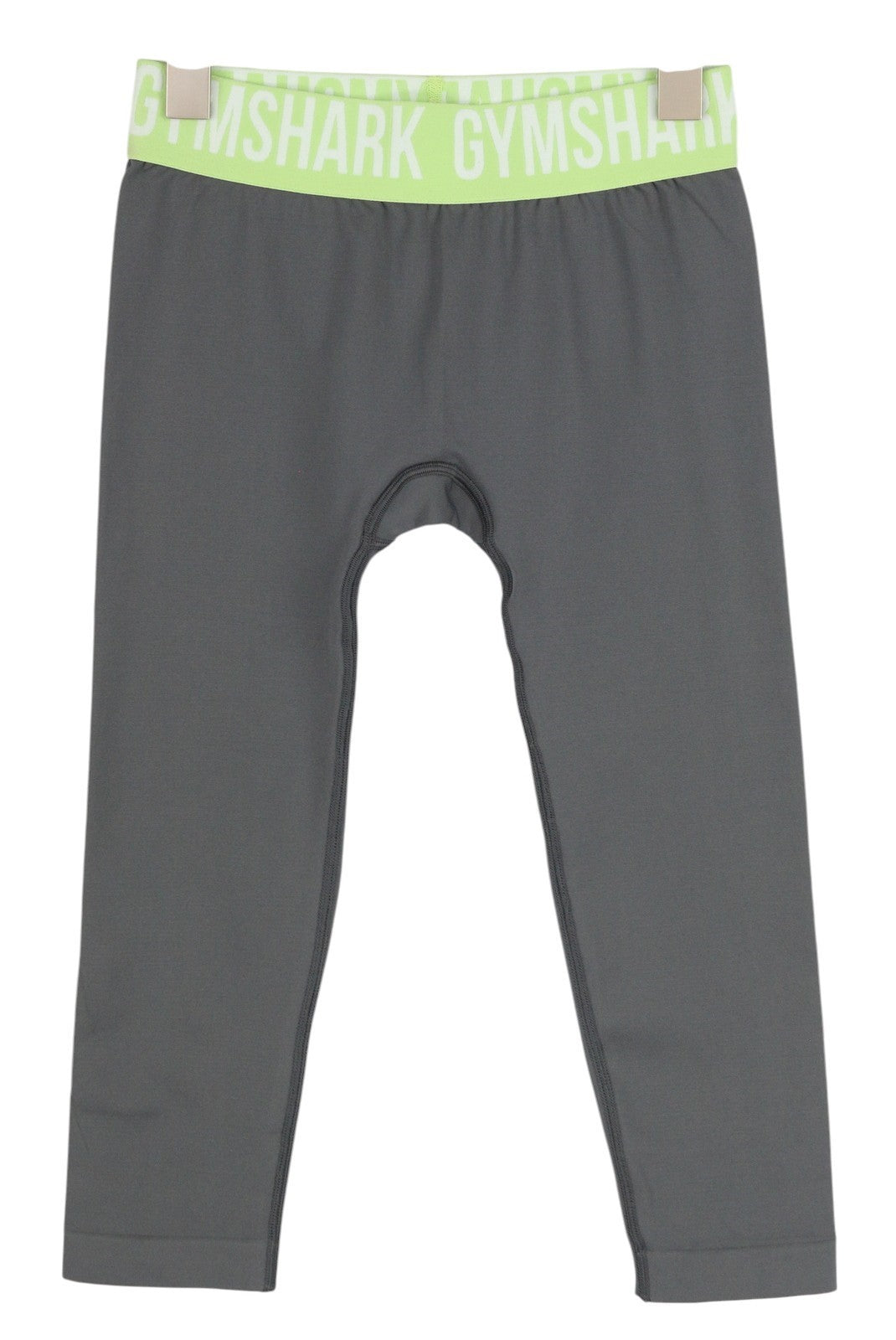 GYMSHARK GLLG4276 moteriškos tamprės XS dydžio, besiūlės, trumpos, žemo juosmens, tamprios, pilkos spalvos 