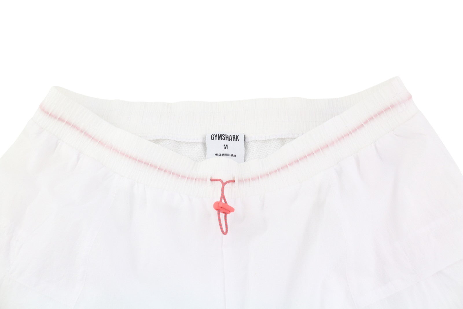 GYMSHARK Pulse moteriškos kelnės M balti permatomi šortai su raišteliu viduje 