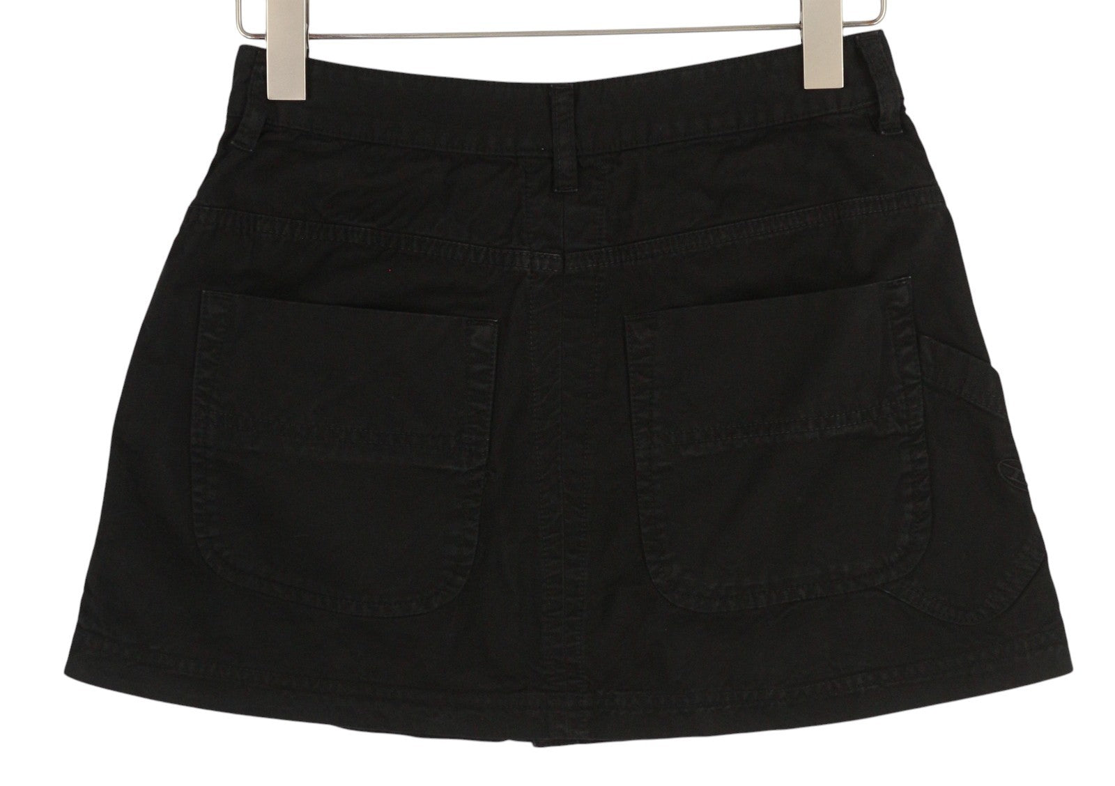 DIESEL O-Beige moteriškas sijonas W25 juodas dryžuotas sijonas su sagomis, laisvalaikio stiliaus, mini, RRP150