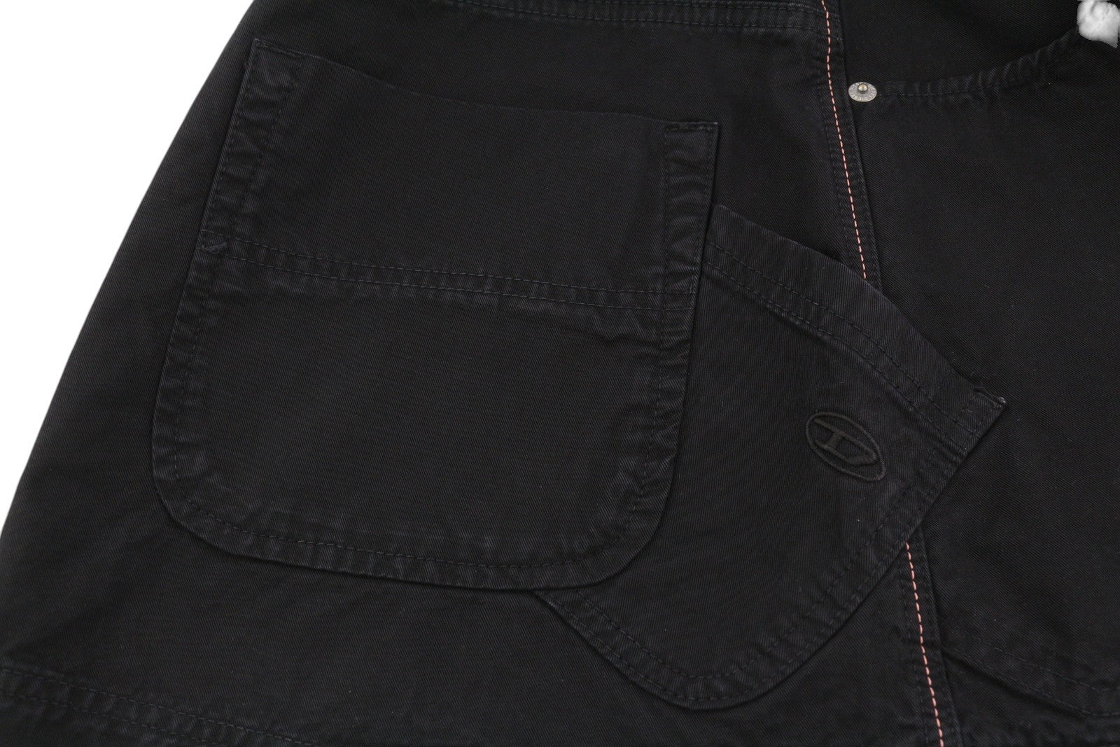 DIESEL O-Beige moteriškas sijonas W25 juodas dryžuotas sijonas su sagomis, laisvalaikio stiliaus, mini, RRP150