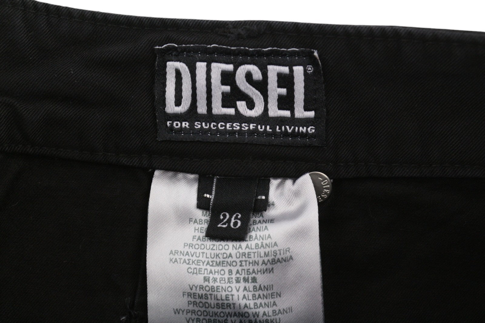 DIESEL O-Beige moteriškas sijonas W26 juodas dryžuotas sijonas su sagomis, laisvalaikio mini sijonas, RRP150