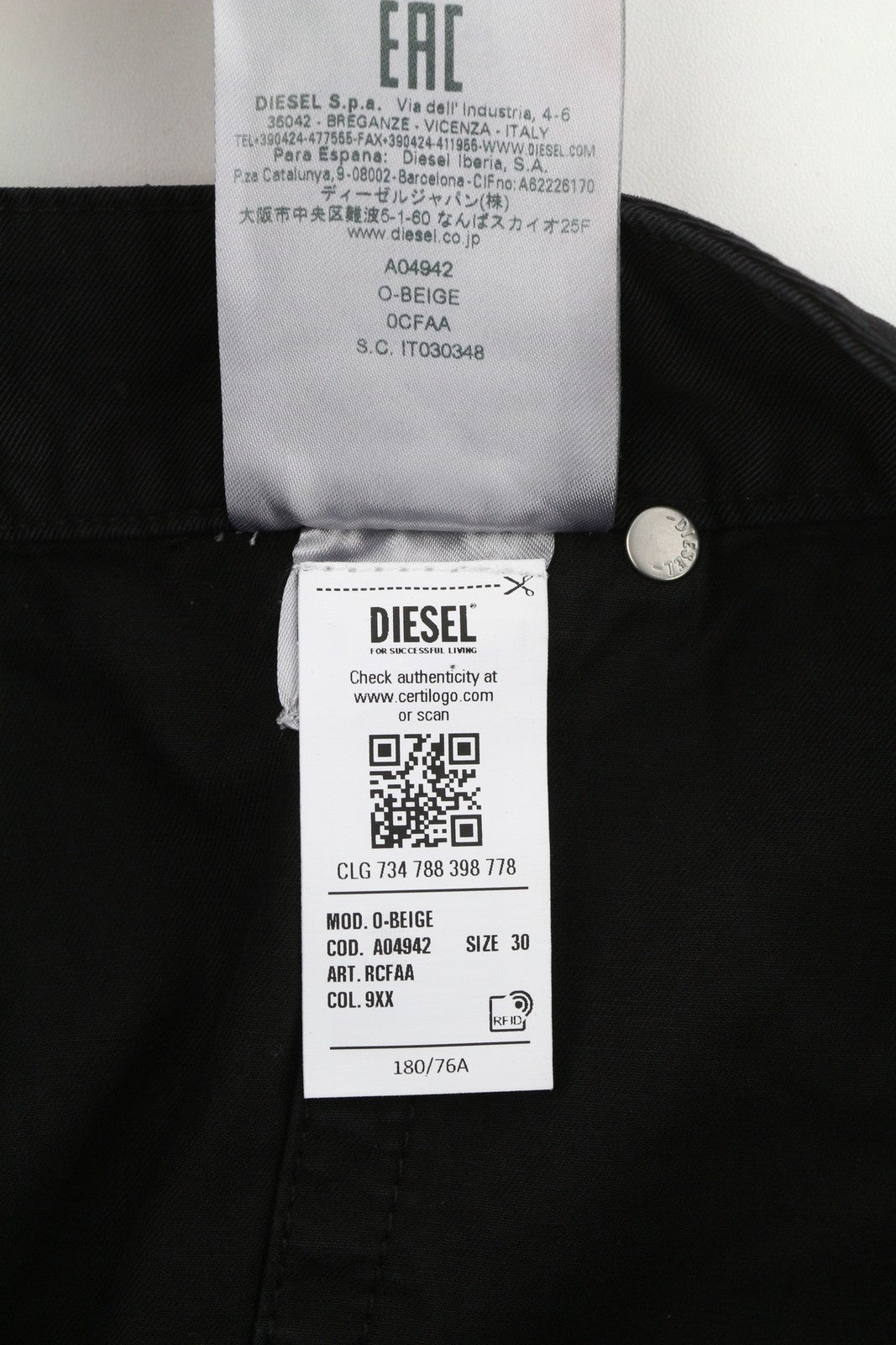 DIESEL O-Beige moteriškas sijonas W30 juodas drobinis sijonas su sagomis, laisvalaikio mini sijonas, RRP150