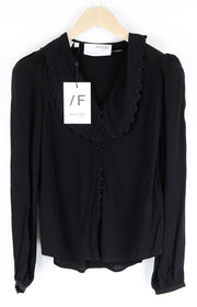 SELECTED Women Shirt EU34 Black Long Sleeved Button-Up Lightweight Collared