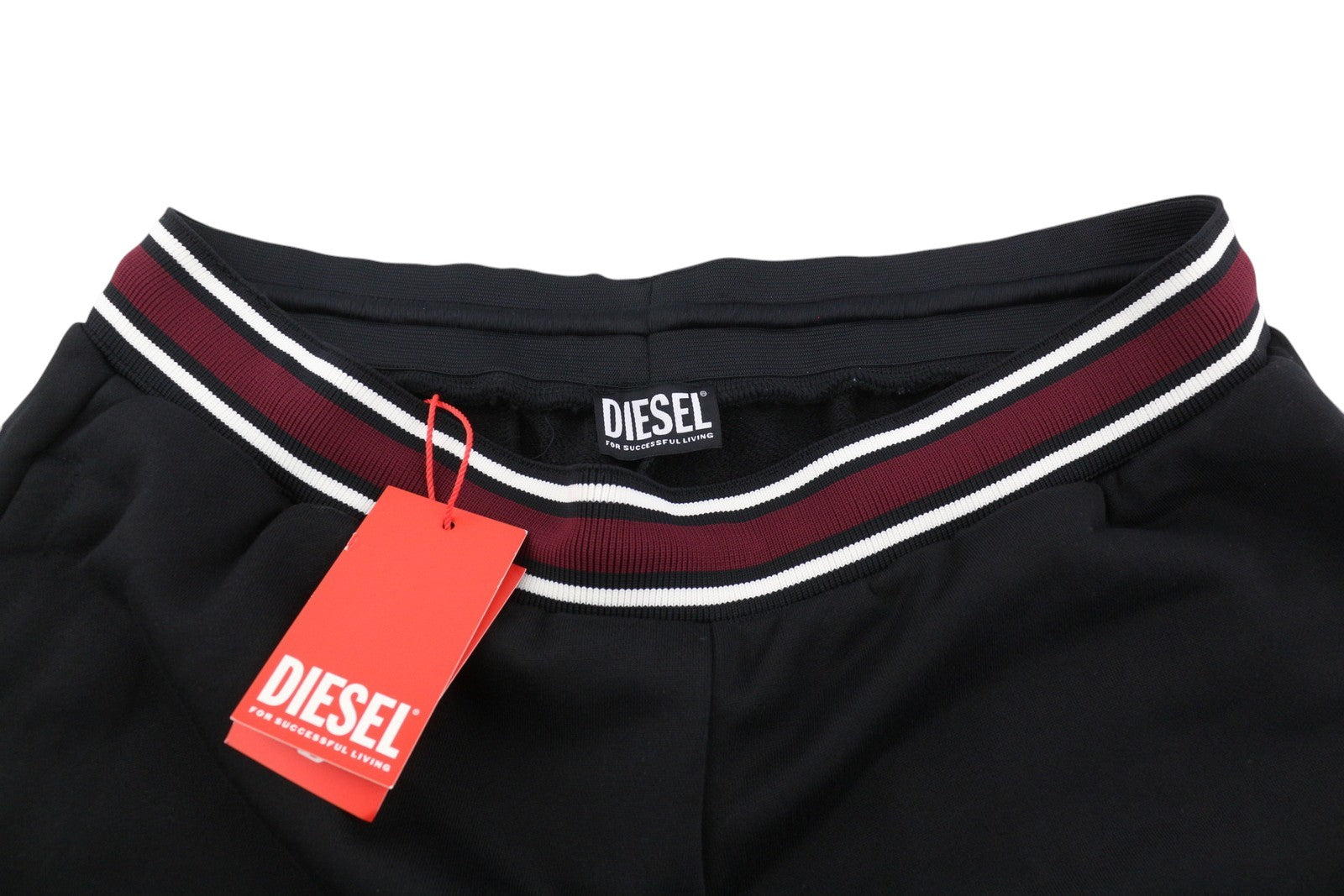 DIESEL P-Bowly Men Shorts 2XL Black Elastic Waist Pockets Tricot Sweat RRP€125