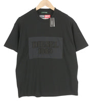 DIESEL D4D-20 Men T-Shirt M Black Short Sleeve Crew Patch Logo Tricot Cotton