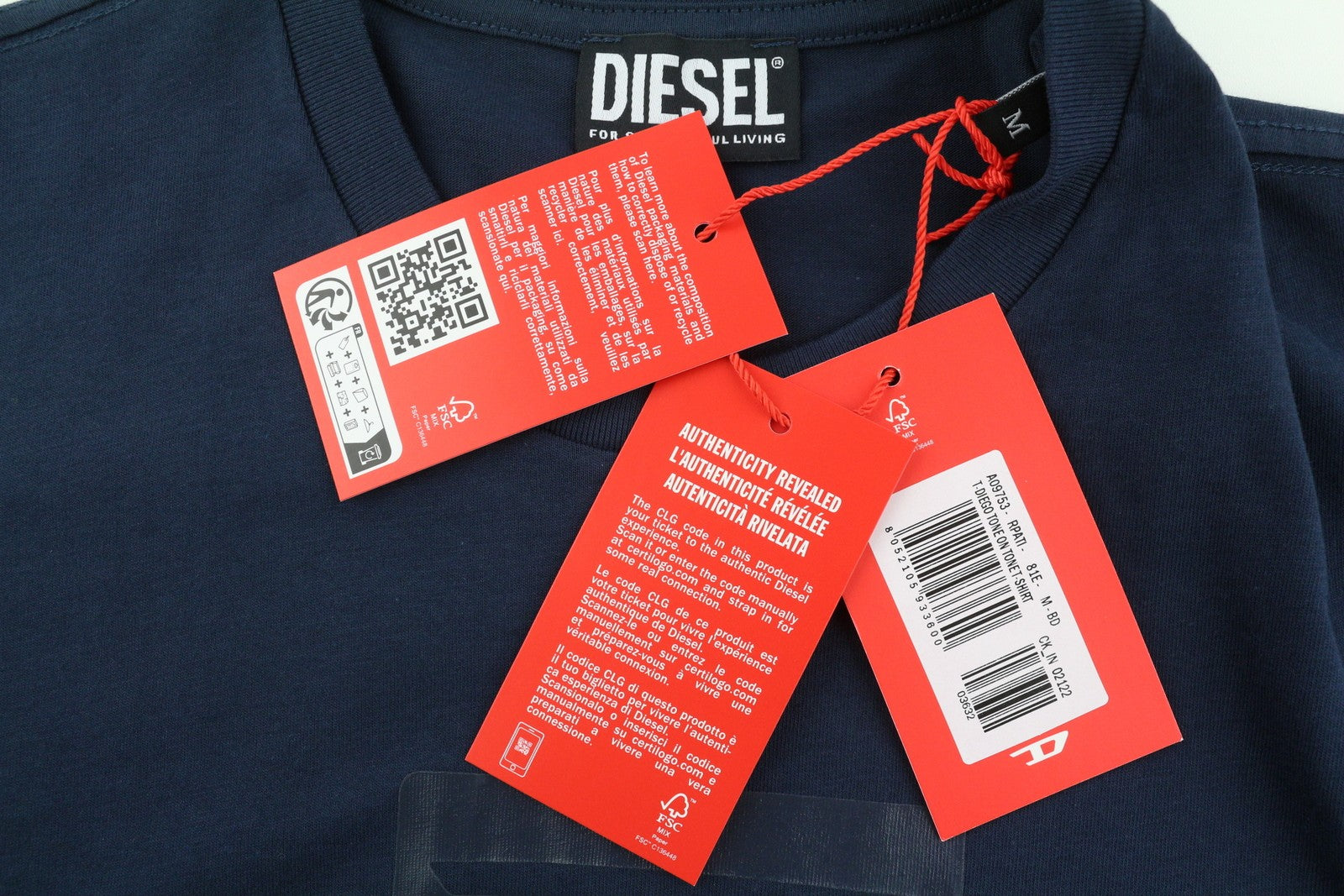 DIESEL T-Diego Tone On Tone Men T-Shirt M Dark Blue Short Sleeve Crew Neck Logo