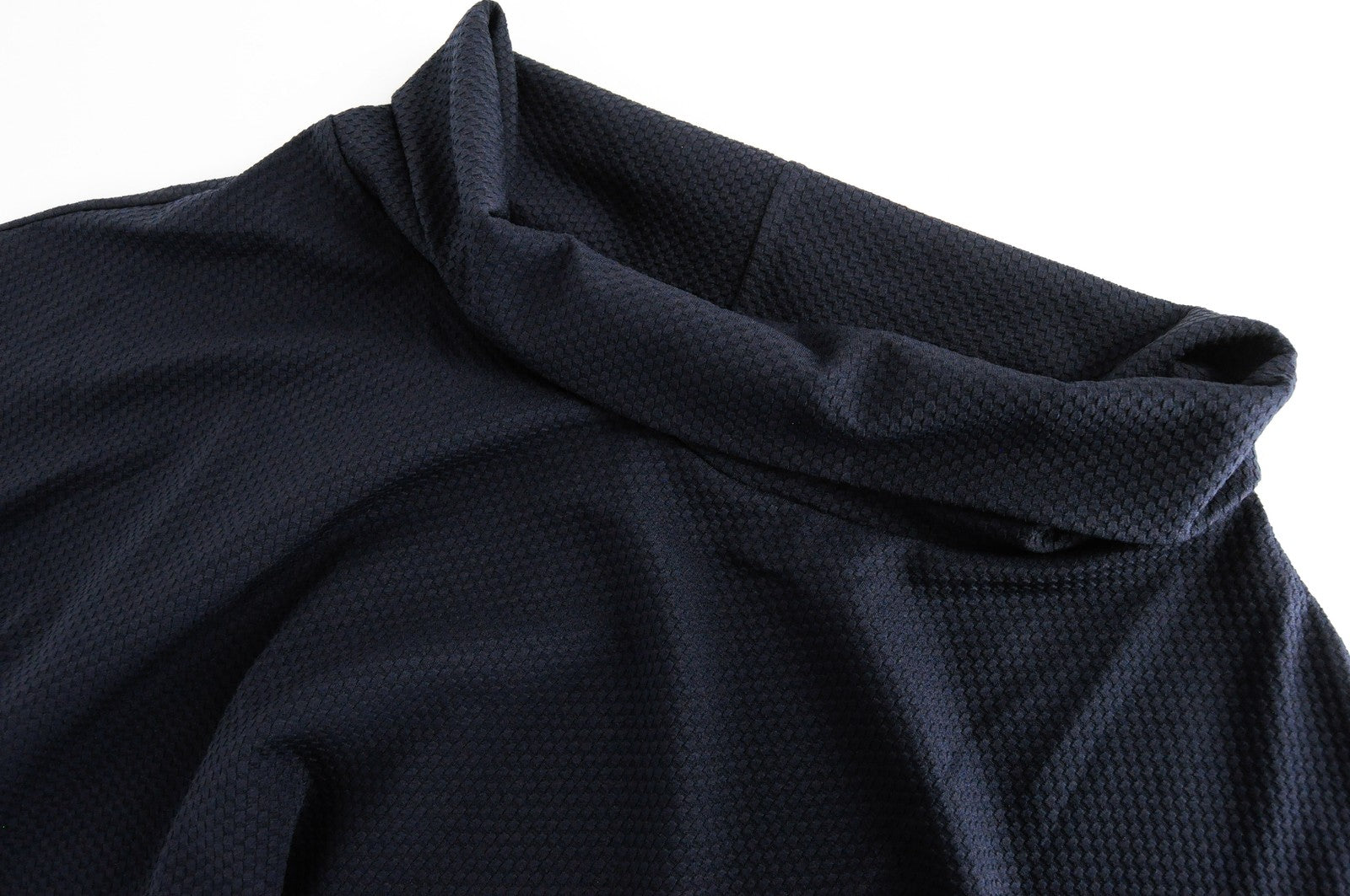 INFINITE YOU Women Pullover Top L/XL Navy 3/4 Sleeve Stretch Roll Neck Casual