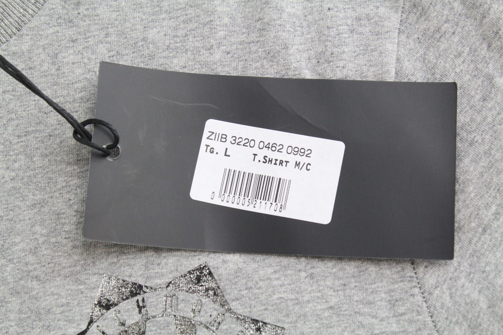 RICHMOND Men's L Grey Cotton Short Sleeve Pullover T-Shirt with Logo