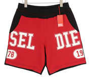 DIESEL P-Mustin vyriški šortai XL dydžio, raudoni, marginti, sportiniai, su elastinėmis juosmens kišenėmis. RMK 125 €. 