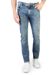 DIESEL Krayver RM011 vyriški džinsai W32/L32 Regular Slim Carrot Fit tamprūs, skalbti 