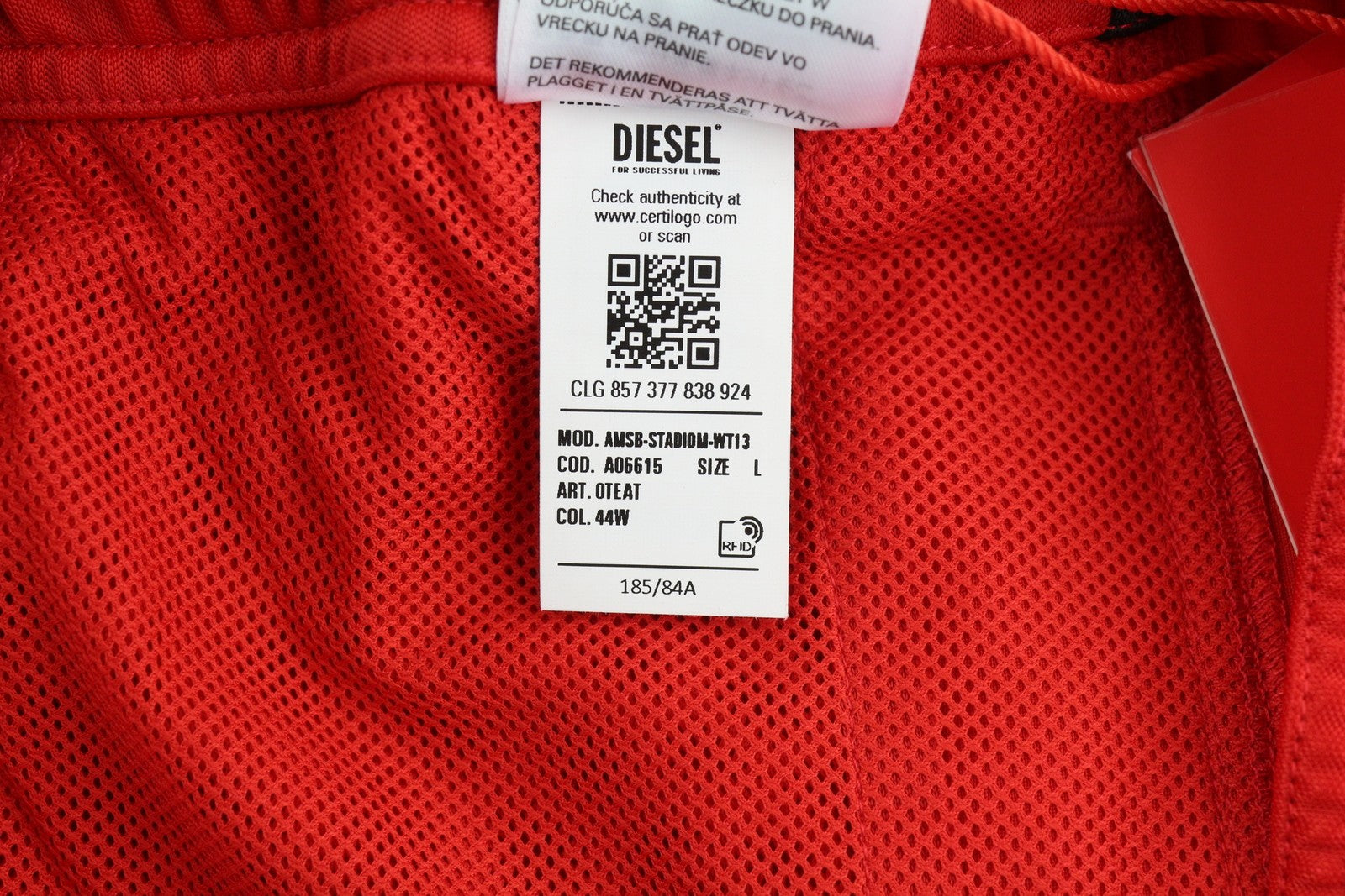 DIESEL Amsb-Stadiom-WT13 vyriški šortai L 55DSL sportinis bėgimo šortai su elastingu juosmeniu, raudoni 