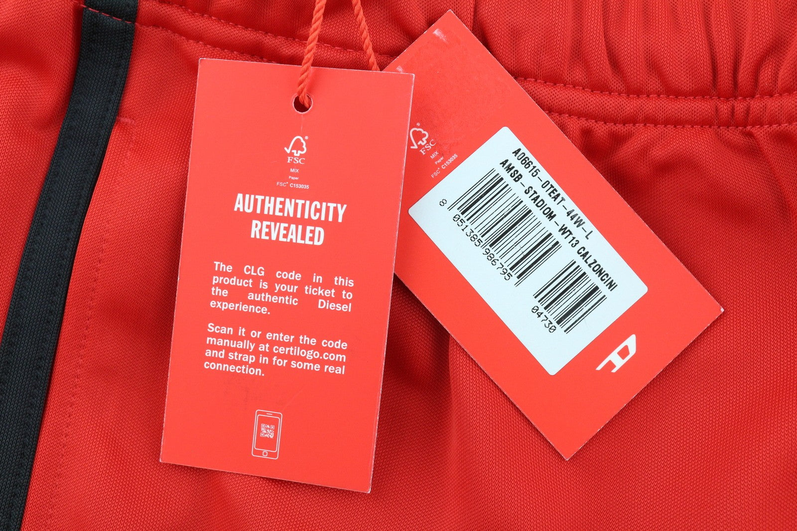 DIESEL Amsb-Stadiom-WT13 vyriški šortai L 55DSL sportinis bėgimo šortai su elastingu juosmeniu, raudoni 