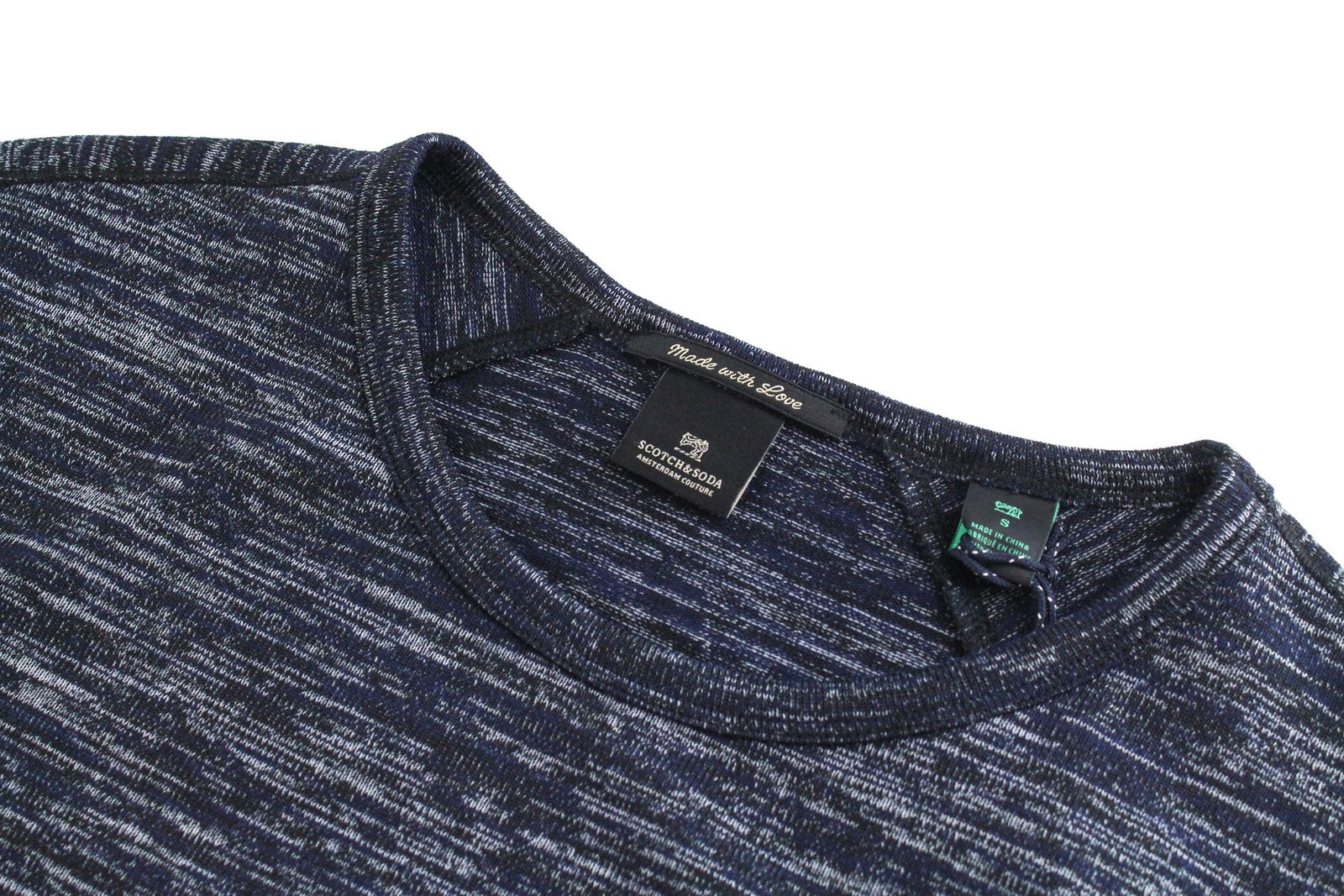 SCOTCH & SODA Ams Couture Men's S Dark Blue Cotton Blend Long Fit Casual Tee