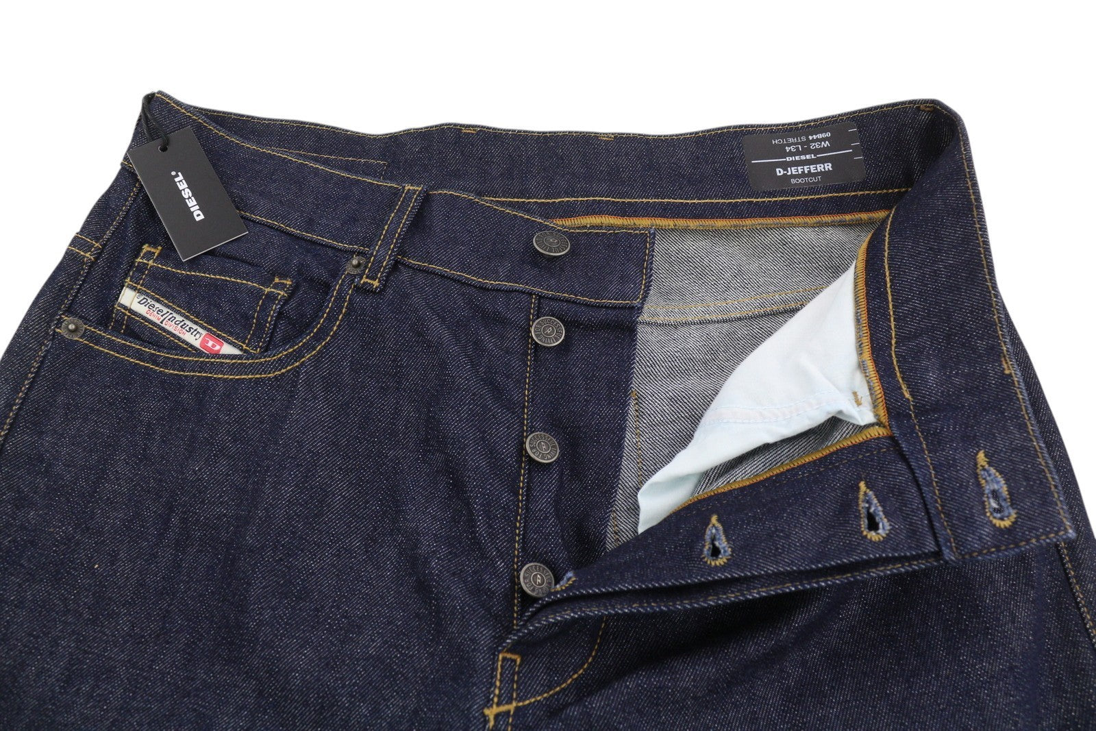 DIESEL D-Jefferr 09B44 vyriški džinsai W32/L34 laisvo kirpimo, tamprūs, su sagomis. 