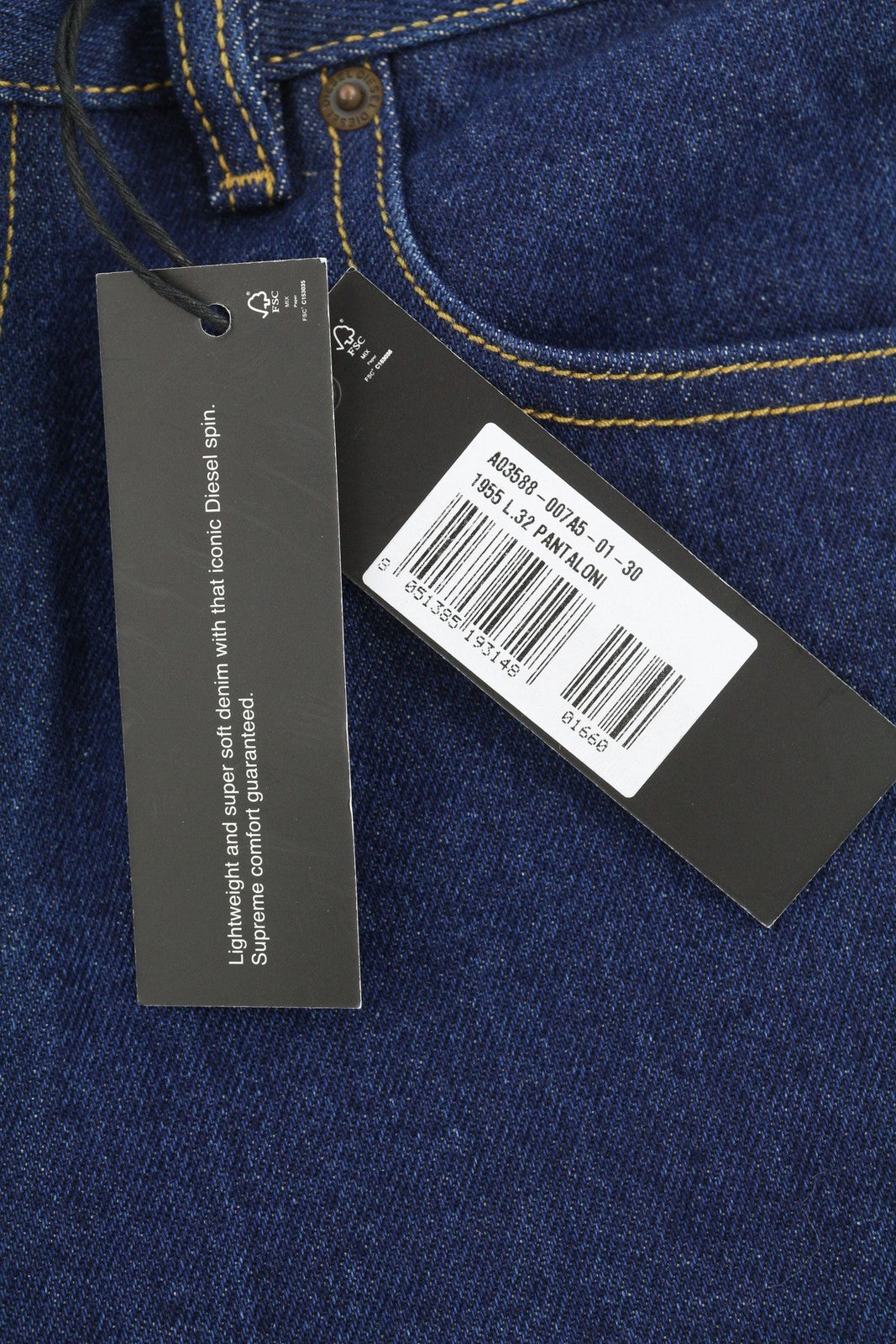 DIESEL D-Rekiv-Z 007A5 vyriški džinsai W30/L32 siaurėjantys, vidutinio mėlynumo, su sagomis. 