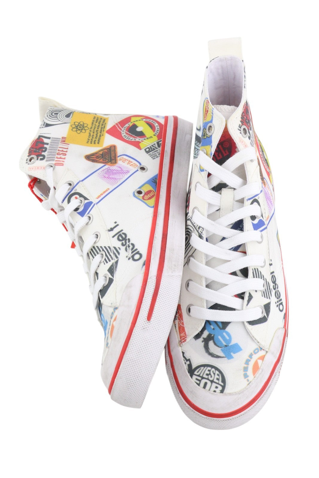 DIESEL S-Athos Mid vyriški sportbačiai EU42 raštuoti aukšti bateliai su raišteliais ir migdolų nosimis, rekomenduojama kaina – 160 € 