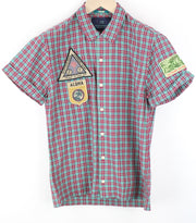 SCOTCH & SODA Ams Couture Men's S Green Checked Linen Cotton Short Sleeve Shirt