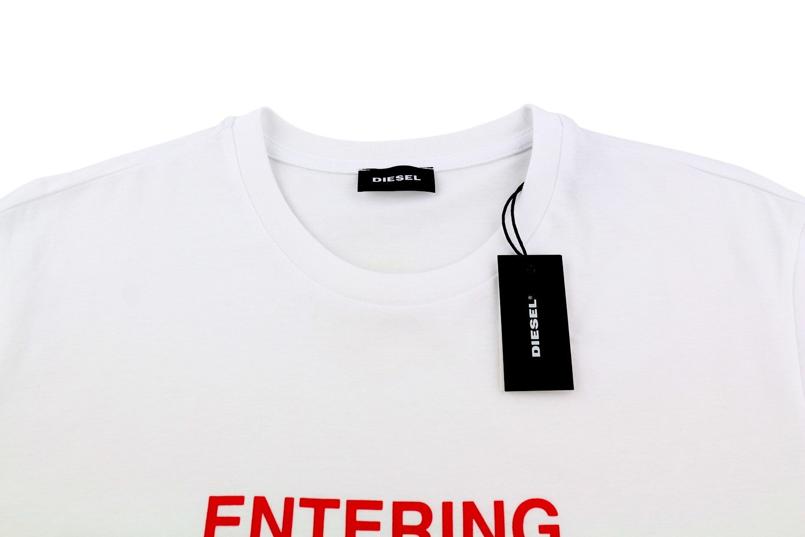 DIESEL T-Diegos-K25 Men T-Shirt L White Short Sleeved Crew Neck Cotton Logo