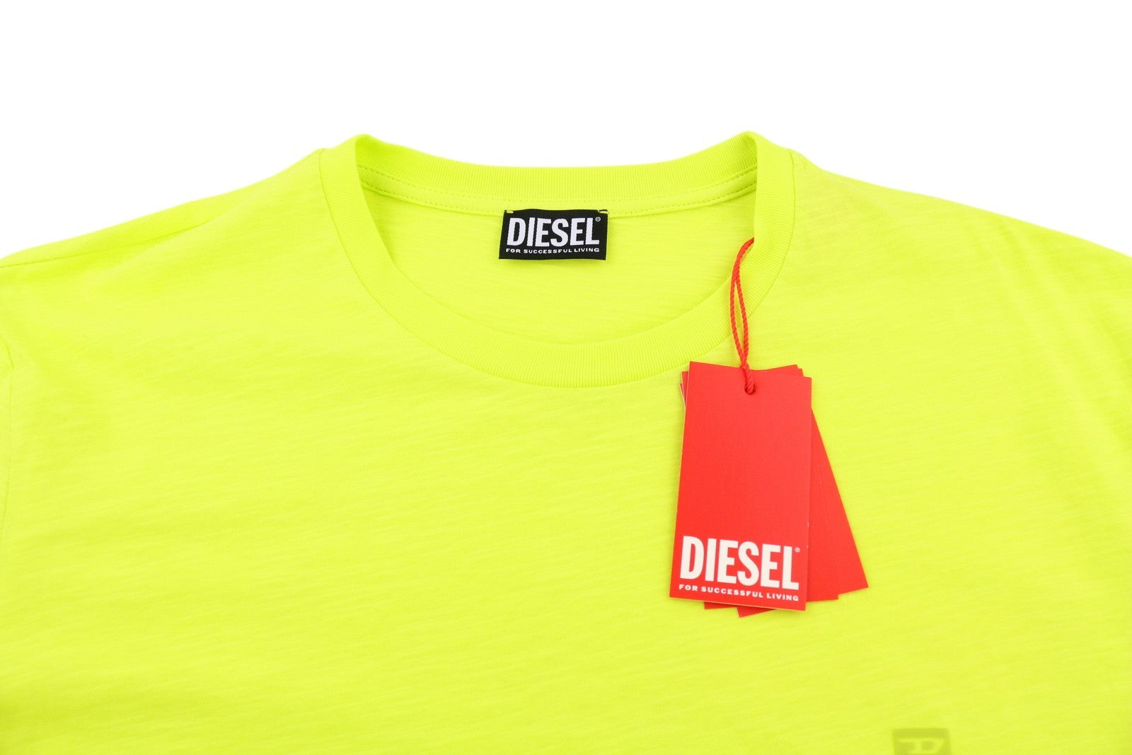 DIESEL T-Ronnie-HD Men T-Shirt 2XL Neon Yellow Short Sleeve Crew Neck Cotton