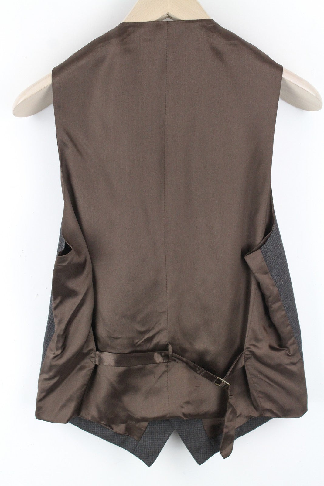 SUITSUPPLY Lazio vyriška pilka, vilnoni liemenė su pamušalu ir V formos iškirpte, 40L dydžio, raštuota 