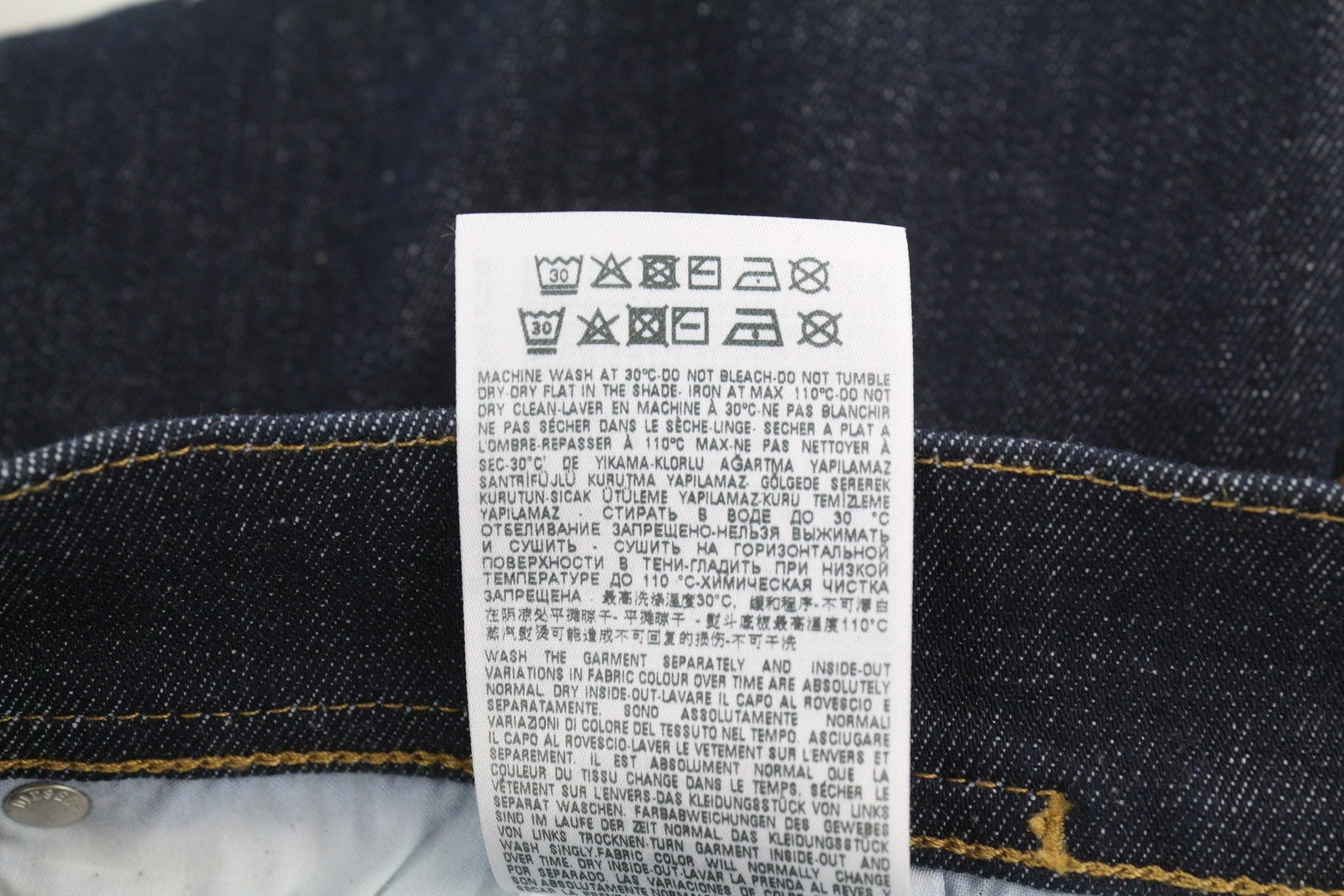 DIESEL D-Amny-Z Z9C33 vyriški džinsai W32/L32 Slim Fit su užtrauktukais ir kišenėmis tamsiai mėlynos spalvos džinsinis audinys 