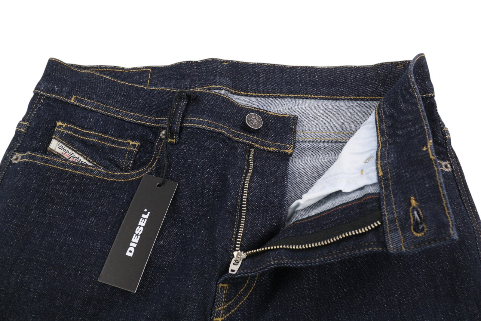 DIESEL D-Amny-Z Z9C33 vyriški džinsai W32/L32 Slim Fit su užtrauktukais ir kišenėmis tamsiai mėlynos spalvos džinsinis audinys 