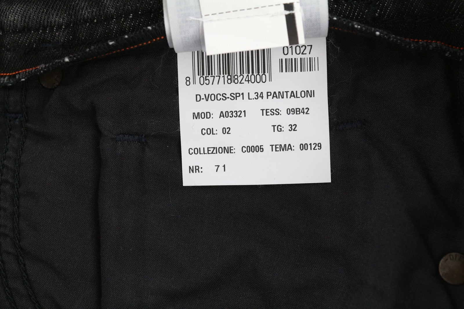 DIESEL D-Vocs 09B42 vyriški džinsai W32/L34, laisvo kirpimo, tamprūs, RRP 175 €, skalbti tamsūs 