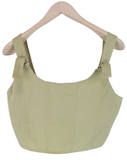 MISSGUIDED Women Top UK10 Khaki Cropped Sleeveless Pure Cotton Metal Detail